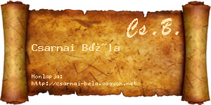 Csarnai Béla névjegykártya